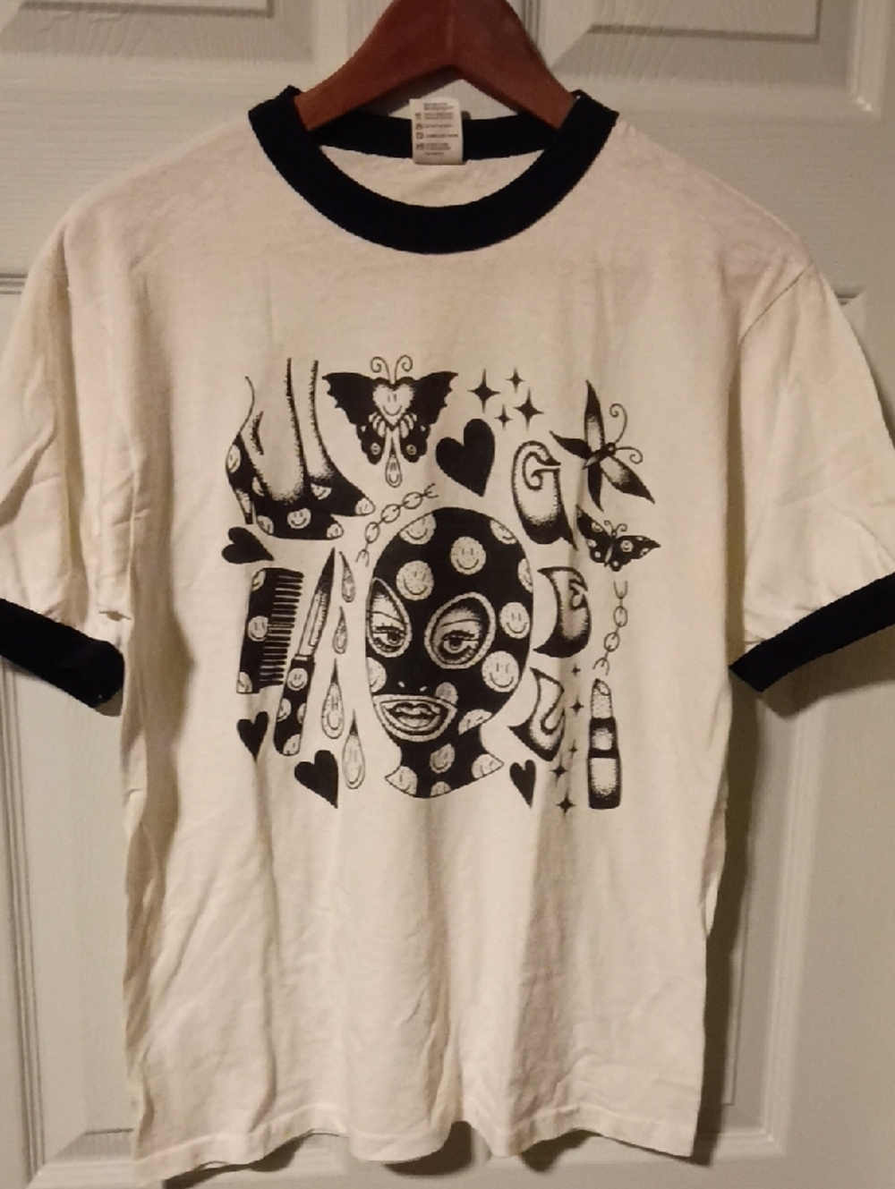 Augusta Sportswear White Ringer Tee with Black Graphic Art